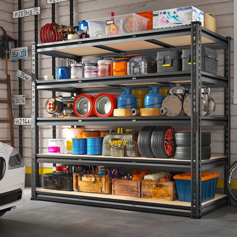【🔥Factory Direct Clearout Sale🔥】48.2" W Garage Shelf, 3000LBS Heavy Duty Steel Shelving Units, 5-Tier Adjustable Metal Shelves for Basement Warehouse Commercial