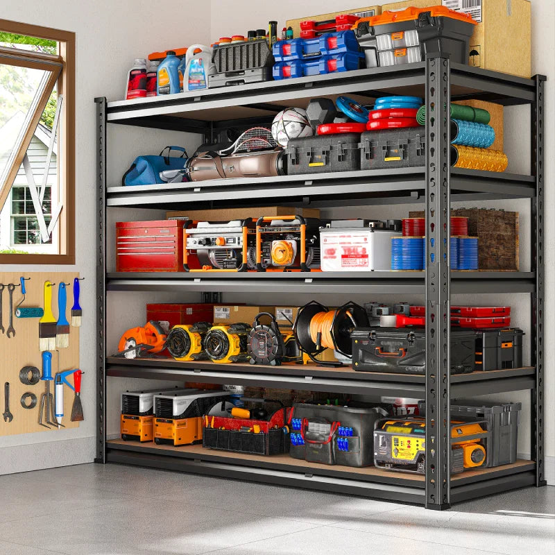 【🔥Factory Direct Clearout Sale🔥】48.2" W Garage Shelf, 3000LBS Heavy Duty Steel Shelving Units, 5-Tier Adjustable Metal Shelves for Basement Warehouse Commercial