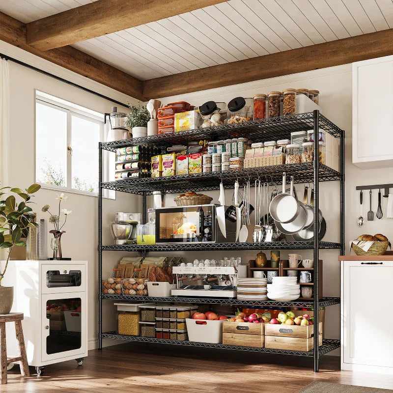 【🔥Factory Direct Clearout Sale🔥】55.5"W Wire Shelving Unit With Wheels, 2998Lbs Metal Garage Shelves Adjustable, Wire Shelving Rack for Pantry Kitchen Basement