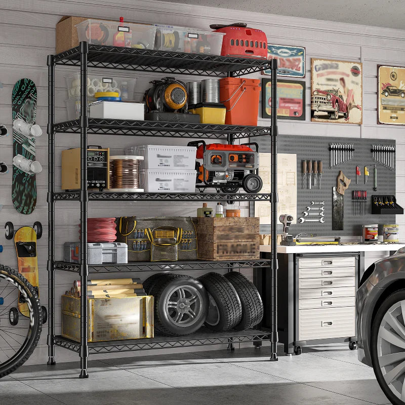 【🔥Factory Direct Clearout Sale🔥】35.5"W Metal Wire Shelving with Wheels, Adjustable Outdoor Shelves with Casters for Kitchen, Pantry & Dorm