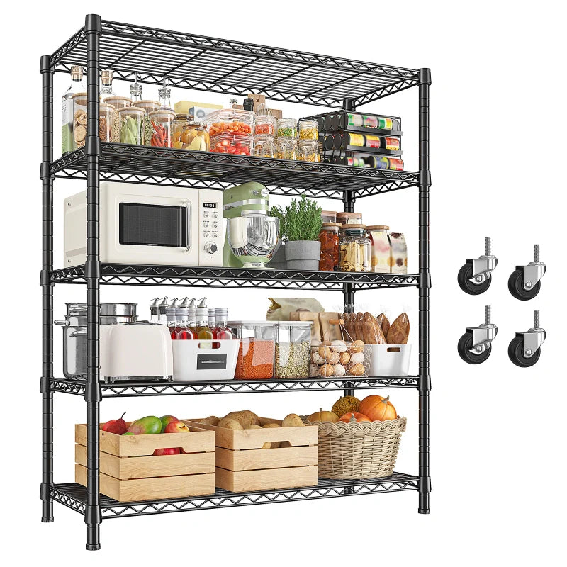 【🔥Factory Direct Clearout Sale🔥】35.5"W Metal Wire Shelving with Wheels, Adjustable Outdoor Shelves with Casters for Kitchen, Pantry & Dorm