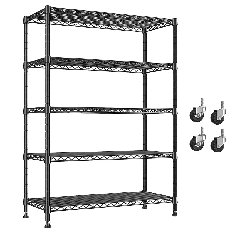 【🔥Factory Direct Clearout Sale🔥】35.5"W Metal Wire Shelving with Wheels, Adjustable Outdoor Shelves with Casters for Kitchen, Pantry & Dorm