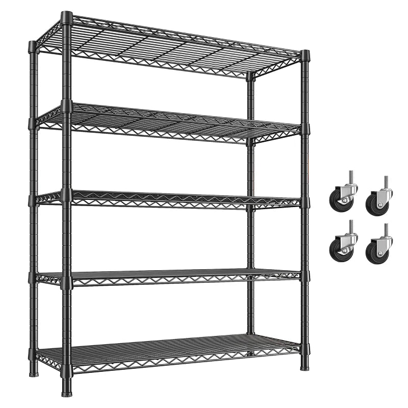 【🔥Factory Direct Clearout Sale🔥】35.5"W Metal Wire Shelving with Wheels, Adjustable Outdoor Shelves with Casters for Kitchen, Pantry & Dorm