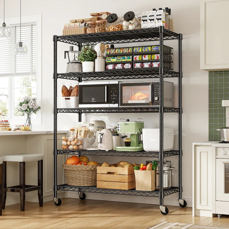 【🔥Factory Direct Clearout Sale🔥】35.5"W Metal Wire Shelving with Wheels, Adjustable Outdoor Shelves with Casters for Kitchen, Pantry & Dorm