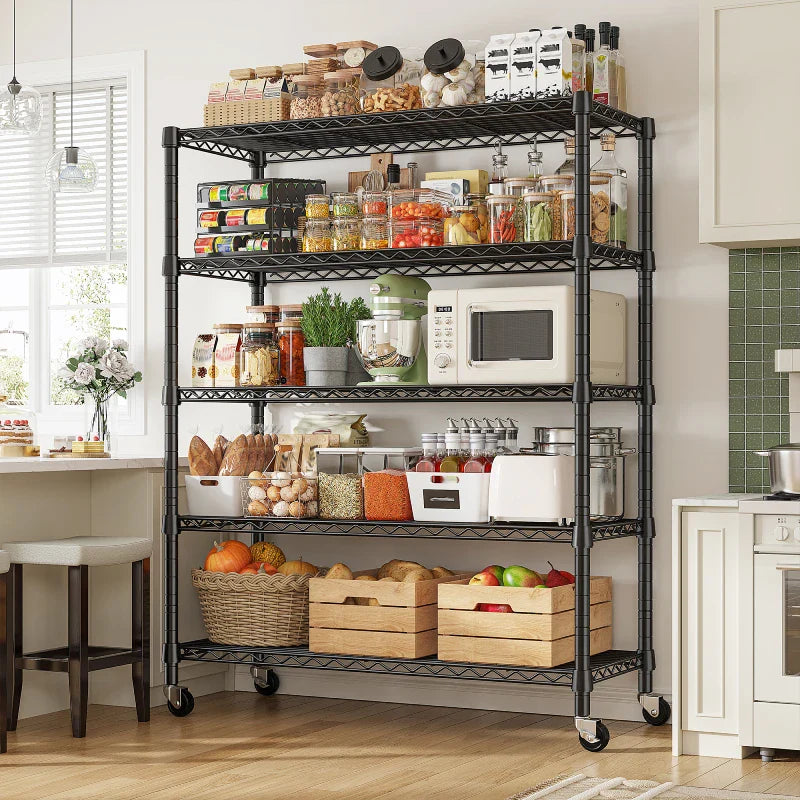 【🔥Factory Direct Clearout Sale🔥】35.5"W Metal Wire Shelving with Wheels, Adjustable Outdoor Shelves with Casters for Kitchen, Pantry & Dorm
