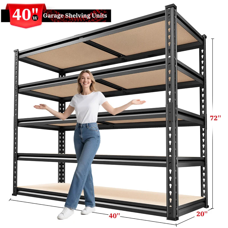 【🔥Factory Direct Clearout Sale🔥】40"W x 20"D Freestanding Garage Shelving, 2,500lbs Heavy Duty Steel Shelves, Adjustable Commercial Shelving Racks for Basement Pantry Kitchen
