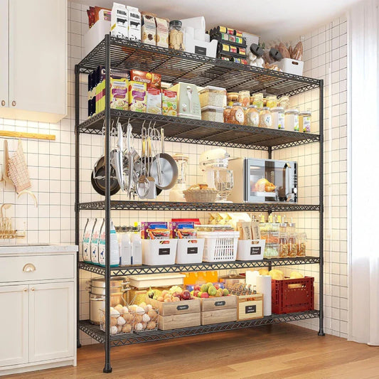 【🔥Factory Direct Clearout Sale🔥】45.5" W Wire Shelving, 5-Tier Adjusatble Storage Shelves, Metal Storage Rack for Pantry Kitchen Commercial