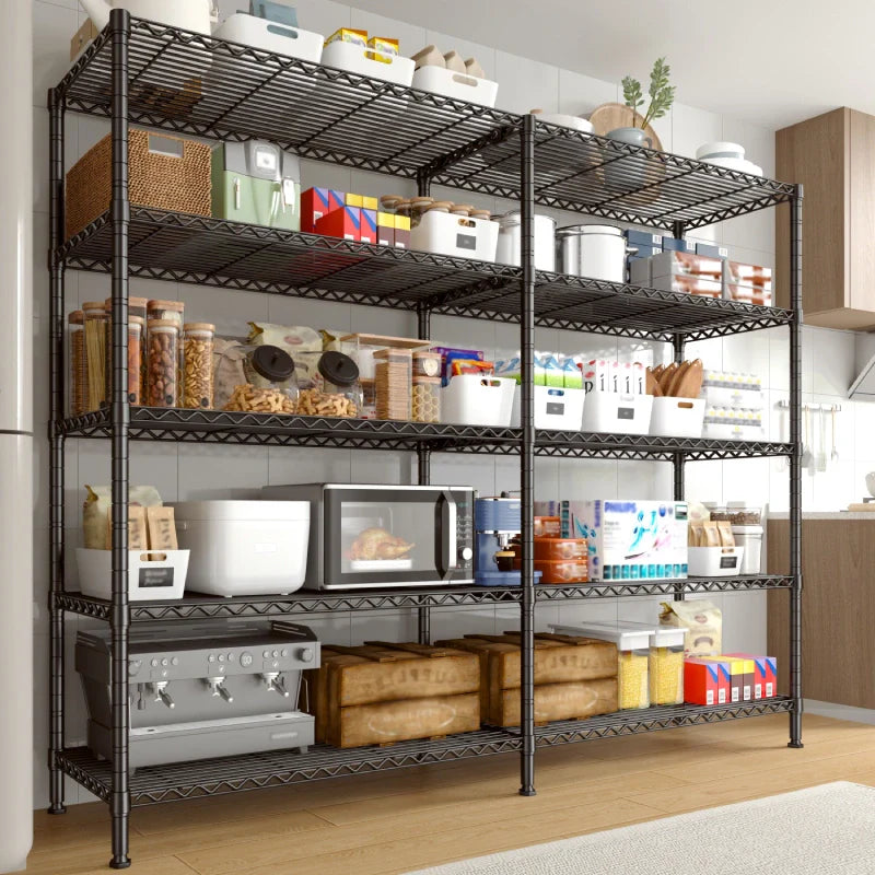 【🔥Factory Direct Clearout Sale🔥】62"W Wire Shelving Units Load 1550LBS, 5-Tier Metal L Shaped Wire Shelves, Adjustable Shelving Rack for Pantry Kitchen Basement