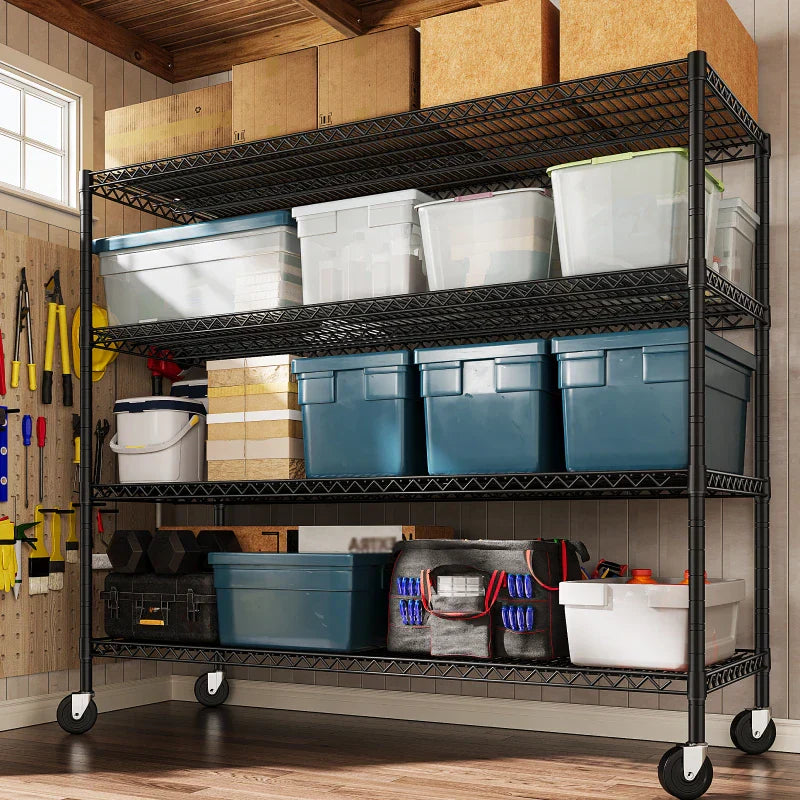 【🔥Factory Direct Clearout Sale🔥】2 Pack 56”W Wire Rack Shelving with Wheels, 2600lbs Heavy Duty Metal Shelves for Commercial, Garage, Kitchen
