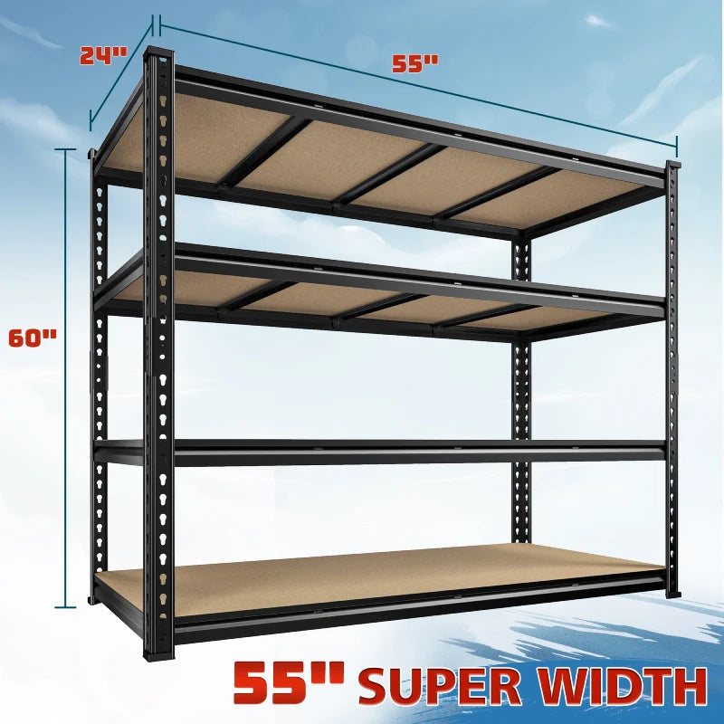 【🔥Factory Direct Clearout Sale🔥】55"W Boltless Shelving Units, 6-Tier Heavy Duty Freestanding Garage Shelves Load 3060lbs, Steel Storage Racks for Pantry Basement Commercial