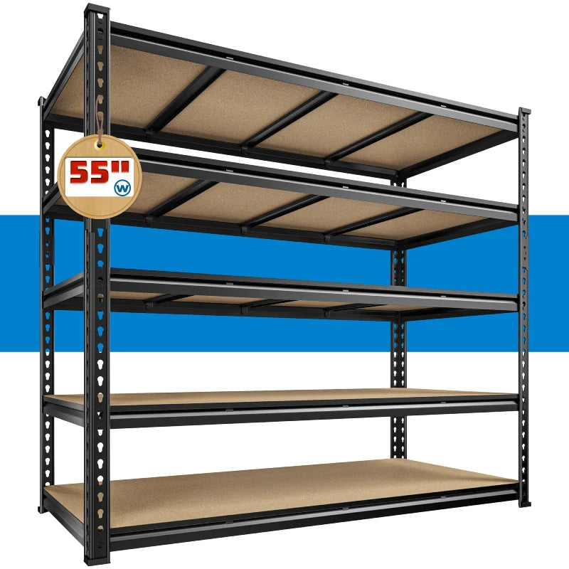 【🔥Factory Direct Clearout Sale🔥】55"W Boltless Shelving Units, 6-Tier Heavy Duty Freestanding Garage Shelves Load 3060lbs, Steel Storage Racks for Pantry Basement Commercial