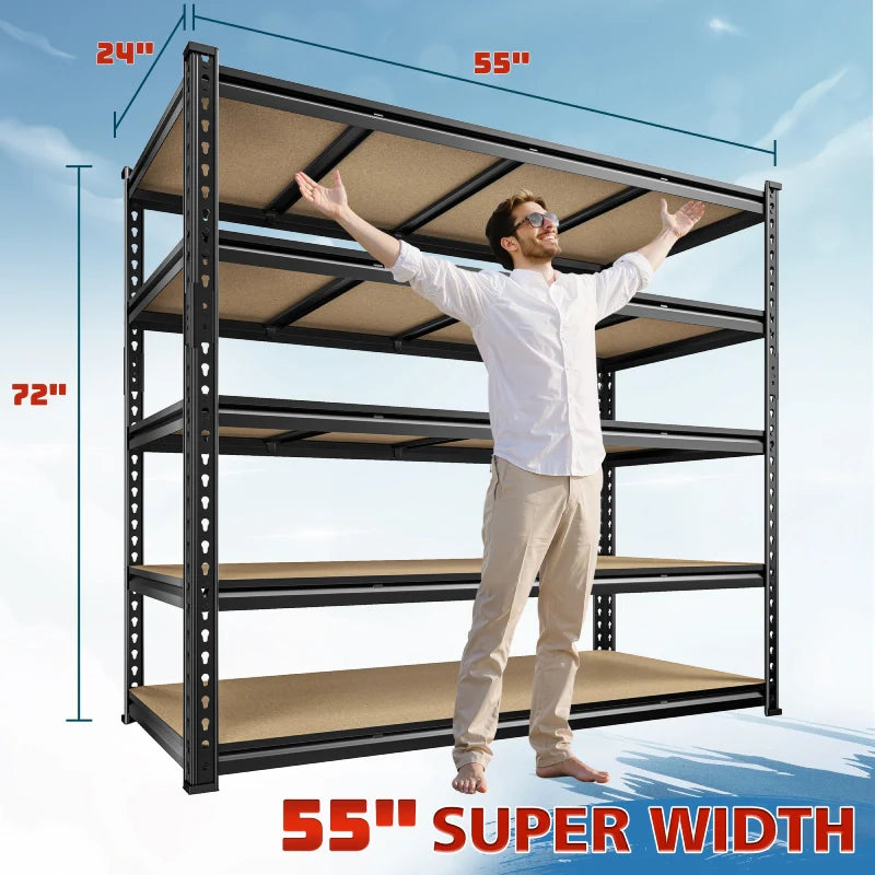 【🔥Factory Direct Clearout Sale🔥】55"W Boltless Shelving Units, 6-Tier Heavy Duty Freestanding Garage Shelves Load 3060lbs, Steel Storage Racks for Pantry Basement Commercial