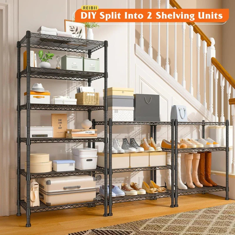 【🔥Factory Direct Clearout Sale🔥】6-Tier Wire Shelving Units, 1000lbs Metal Wire Rack, Adjustable Pantry Shelf, Outdoor Metal Shelves