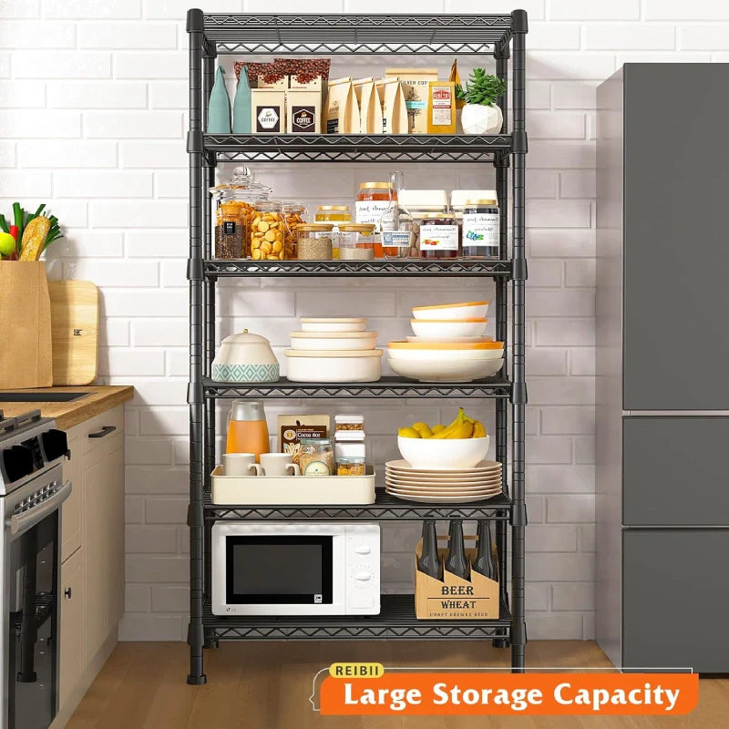 【🔥Factory Direct Clearout Sale🔥】6-Tier Wire Shelving Units, 1000lbs Metal Wire Rack, Adjustable Pantry Shelf, Outdoor Metal Shelves
