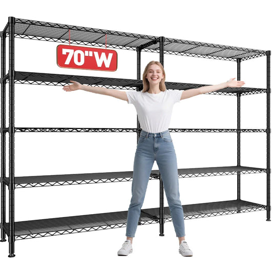 【🔥Factory Direct Clearout Sale🔥】72"H Wire Shelving, 1600Lbs Metal L Shaped Shelves Adjustable, 70"W Storage Racks for Pantry Kitchen
