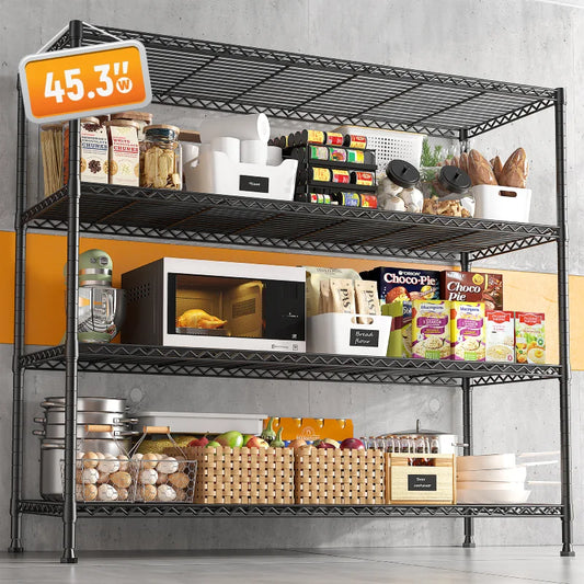 【🔥Factory Direct Clearout Sale🔥】45.3''W Wire Shelving, 4-Tier Adjustable, Storage Rack Metal Wire Shelves for Pantry Kitchen Commercial