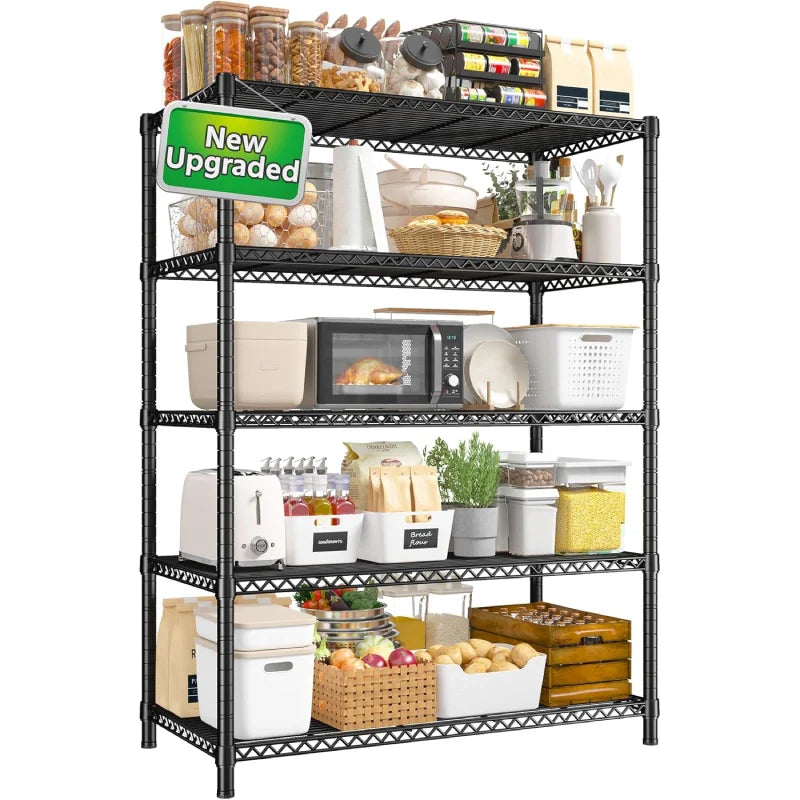 【🔥Factory Direct Clearout Sale🔥】35.4"W Wire Shelving Units, 5 Tier Adjustable Storage Rack, Metal Commercial Shelves for Pantry Kitchen Dorm