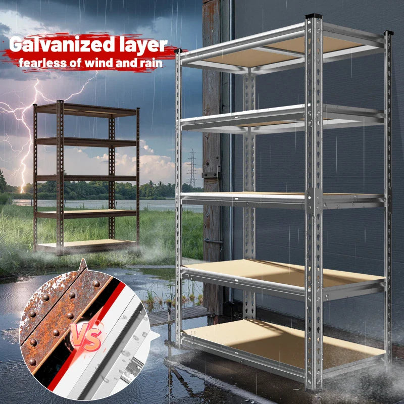 【🔥Factory Direct Clearout Sale🔥】35.5"W Garage Shelving, 5-Tier Adjustable Metal Shelves, Storage Rack for Kitchen Pantry Basement, Galvanized