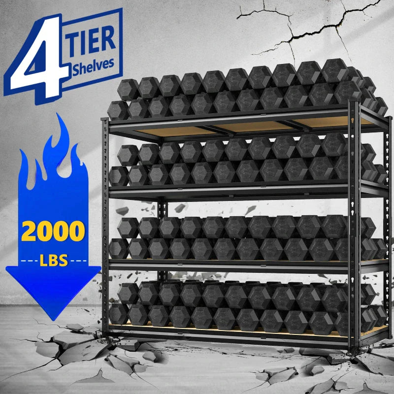 【🔥Factory Direct Clearout Sale🔥】48" W Garage Storage Shelves, Adjustable Steel Shelving Racks Load 2000lbs, Freestanding Shelves for Pantry Basement Warehouse