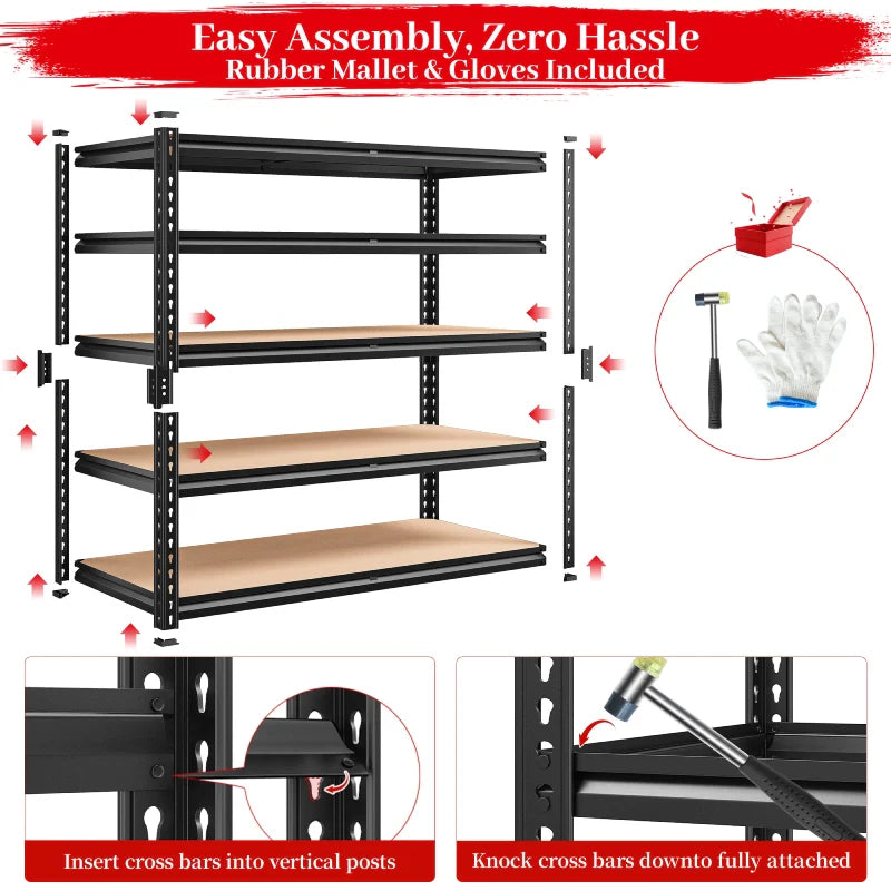【🔥Factory Direct Clearout Sale🔥】2-Pack 40"W Garage Storage Shelves, 2500lbs Heavy Duty Steel Shelving, Adjustable Storage Rack for Basement Commercial