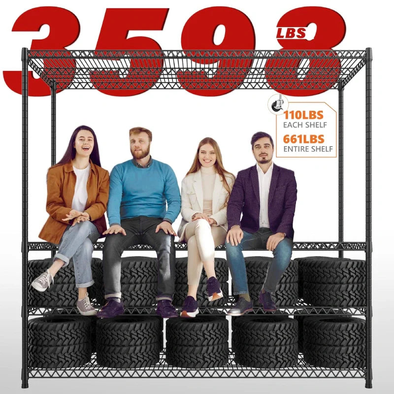 【🔥Factory Direct Clearout Sale🔥】60''W X 82.6" H Wire Shelves on Wheels, 3598 lbs Heavy Duty Commercial Shelving Rack, Adjustable Steel Shelves for Kitchen Pantry