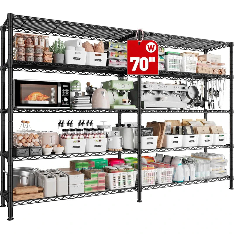【🔥Factory Direct Clearout Sale🔥】72"H Wire Shelving, 1600Lbs Metal L Shaped Shelves Adjustable, 70"W Storage Racks for Pantry Kitchen