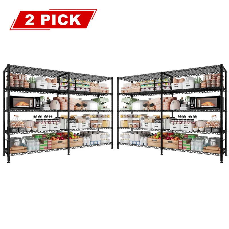 【🔥Factory Direct Clearout Sale🔥】2 Pack Wire Shelving Units, 62"W Adjustable Storage Shleves Load 1550LBS, Metal Rack for Pantry Kichen Commercial
