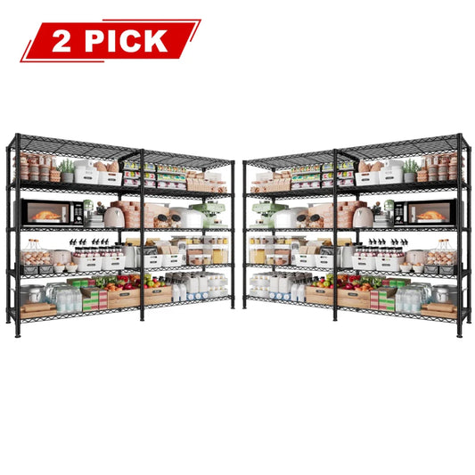 【🔥Factory Direct Clearout Sale🔥】2 Pack Wire Shelving Units, 62"W Adjustable Storage Shleves Load 1550LBS, Metal Rack for Pantry Kichen Commercial