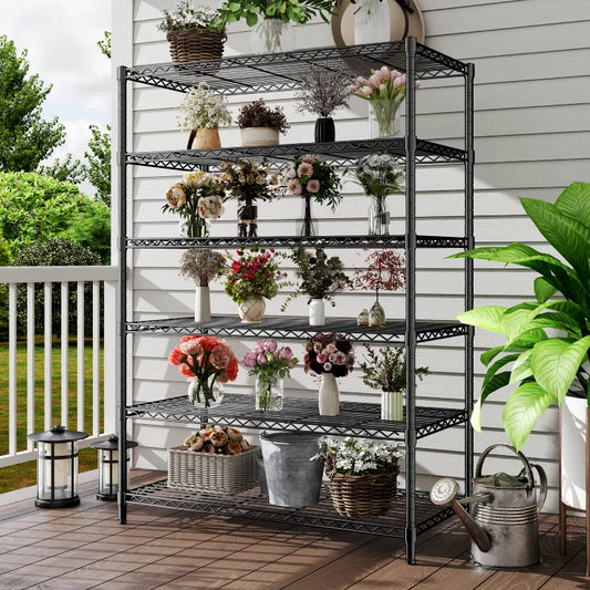 【🔥Factory Direct Clearout Sale🔥】35.5"W Wire Storage Shelves, 6-Tier Adjustable Outdoor Metal Shelves for Kitchen Pantry Basement