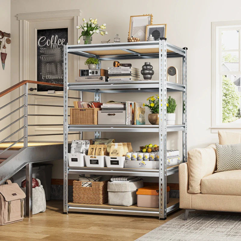 【🔥Factory Direct Clearout Sale🔥】35.5"W Garage Shelving, 5-Tier Adjustable Metal Shelves, Storage Rack for Kitchen Pantry Basement, Galvanized
