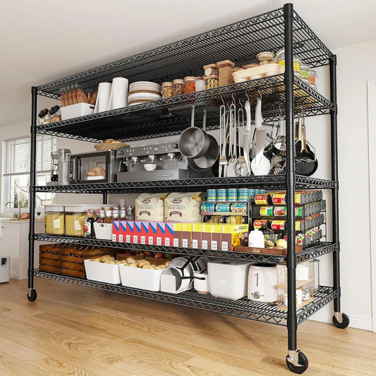 【🔥Factory Direct Clearout Sale🔥】55.5"W Wire Shelving Unit With Wheels, 2998Lbs Metal Garage Shelves Adjustable, Wire Shelving Rack for Pantry Kitchen Basement