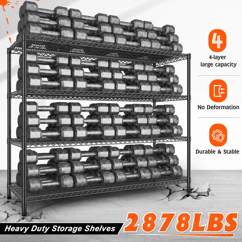 【🔥Factory Direct Clearout Sale🔥】60" W Wire Rack Shelving on Wheels, 2878lbs Heavy Duty Metal Shelves Adjustable, Commercial Shelves for Garage Pantry Kitchen