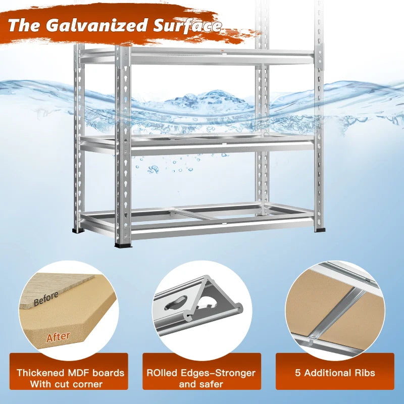 【🔥Factory Direct Clearout Sale🔥】35.5"W Garage Shelving, 5-Tier Adjustable Metal Shelves, Storage Rack for Kitchen Pantry Basement, Galvanized