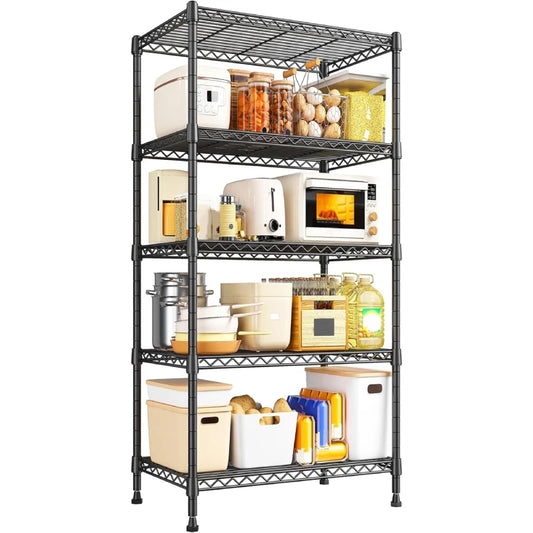【🔥Factory Direct Clearout Sale🔥】21.6"W Storage Shelves, 5-Tier Adjustable Wire Shelving, Metal Rack for Kitchen Pantry Storage