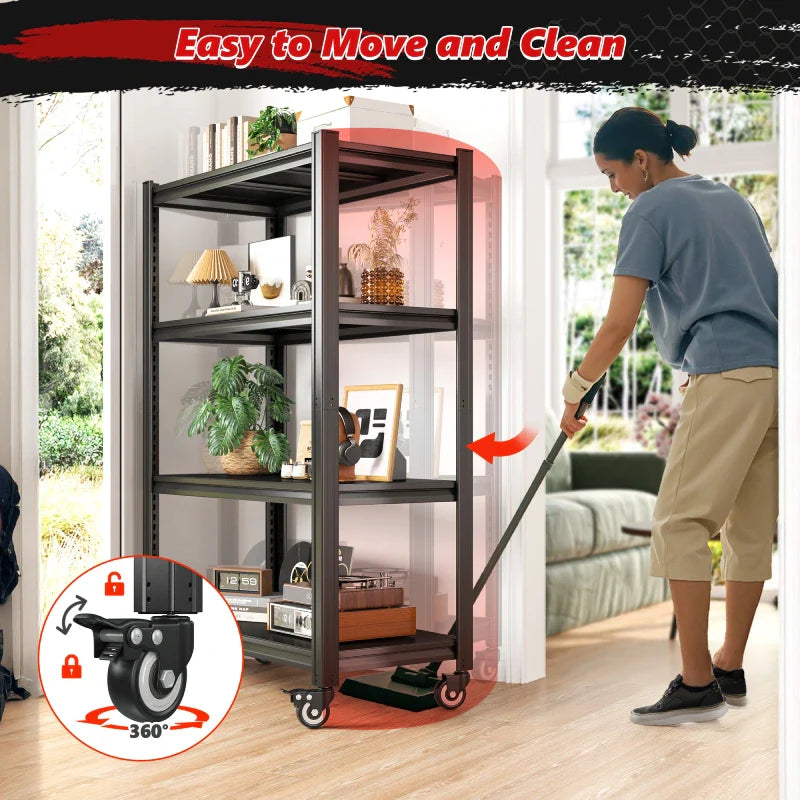 【🔥Factory Direct Clearout Sale🔥】59.8"H 4-Tier Rolling Metal Shelving Rack 530LBS Adjustable Shelving Units for Pantry, Kitchen, Basement