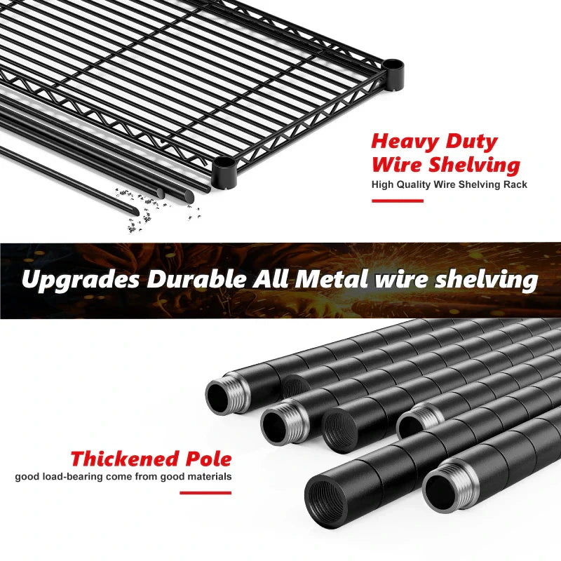 【🔥Factory Direct Clearout Sale🔥】2 Pack Wire Shelving Units, 62"W Adjustable Storage Shleves Load 1550LBS, Metal Rack for Pantry Kichen Commercial