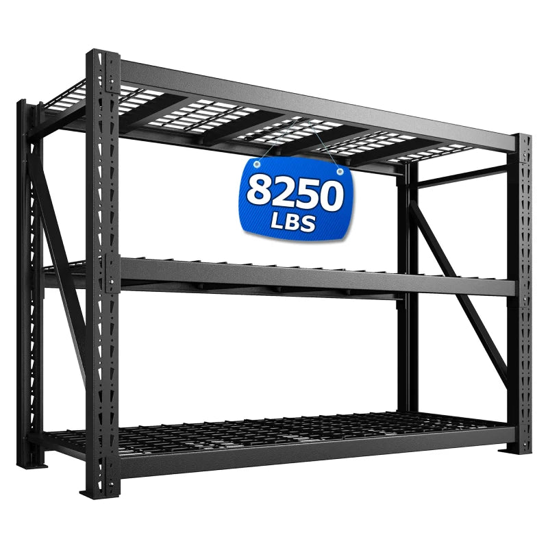 【🔥Factory Direct Clearout Sale🔥】 3-Tier 8250 LBS Heavy Duty Storage Rack 66 in High Adjustable Industrial Steel Shelving Unit for Garage, Warehouse Basement