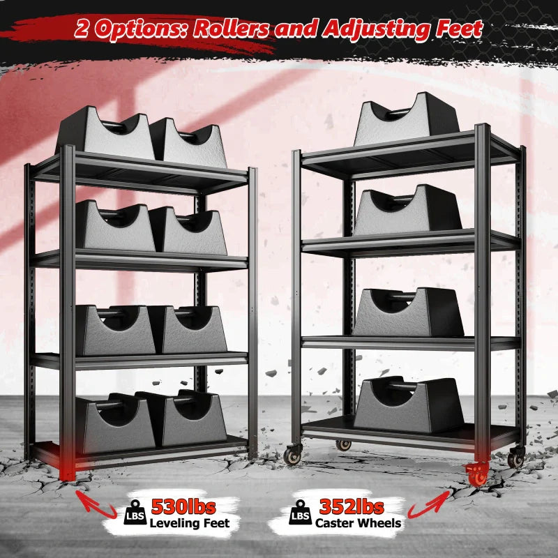 【🔥Factory Direct Clearout Sale🔥】59.8"H 4-Tier Rolling Metal Shelving Rack 530LBS Adjustable Shelving Units for Pantry, Kitchen, Basement