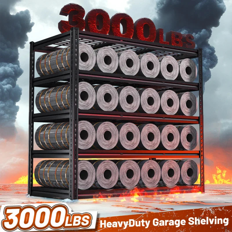 【🔥Factory Direct Clearout Sale🔥】Garage Shelving 48"W x 72"H  5-Tier Storage Shelves 3000 LBS  Heavy Duty Shelving Adjustable for Garage, Basement, Warehouse