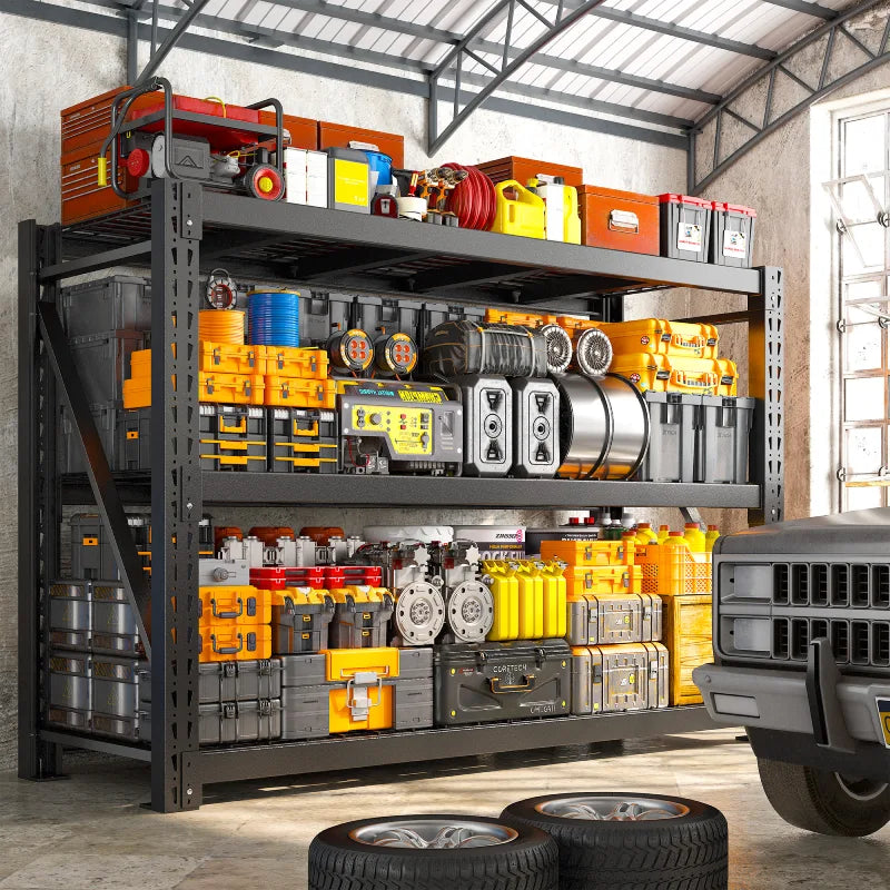 【🔥Factory Direct Clearout Sale🔥】 3-Tier 8250 LBS Heavy Duty Storage Rack 66 in High Adjustable Industrial Steel Shelving Unit for Garage, Warehouse Basement