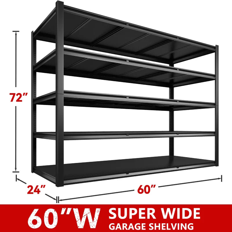 【🔥Factory Direct Clearout Sale🔥】2-Pack 60"W 5-Tier Garage Shelves 6000LBS Heavy Duty Garage Shelving Adjustable & Anti-Scratch Garage Shelving for Basement Warehouse