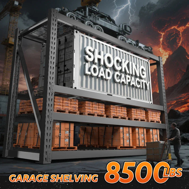【🔥Factory Direct Clearout Sale🔥】shelves 4-Tier Industrial Storage Rack 77.2"W 8500LBS Shelves with Metal Heavy Duty Garage Shelving Adjustable Shelving for Warehouse, Industrial, basement, Laboratory