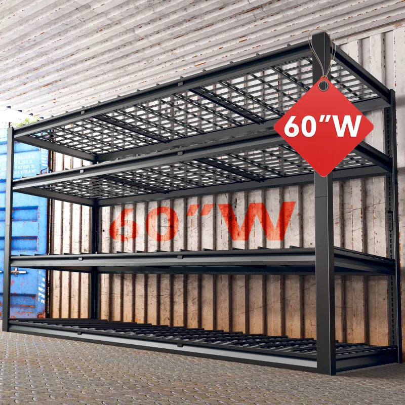 【🔥Factory Direct Clearout Sale🔥】60" W Industrial Storage Rack Adjustable Heavy Duty Garage Shelving Rust-Resistant Garage Storage Shelves for Garage, Warehouse, Basement
