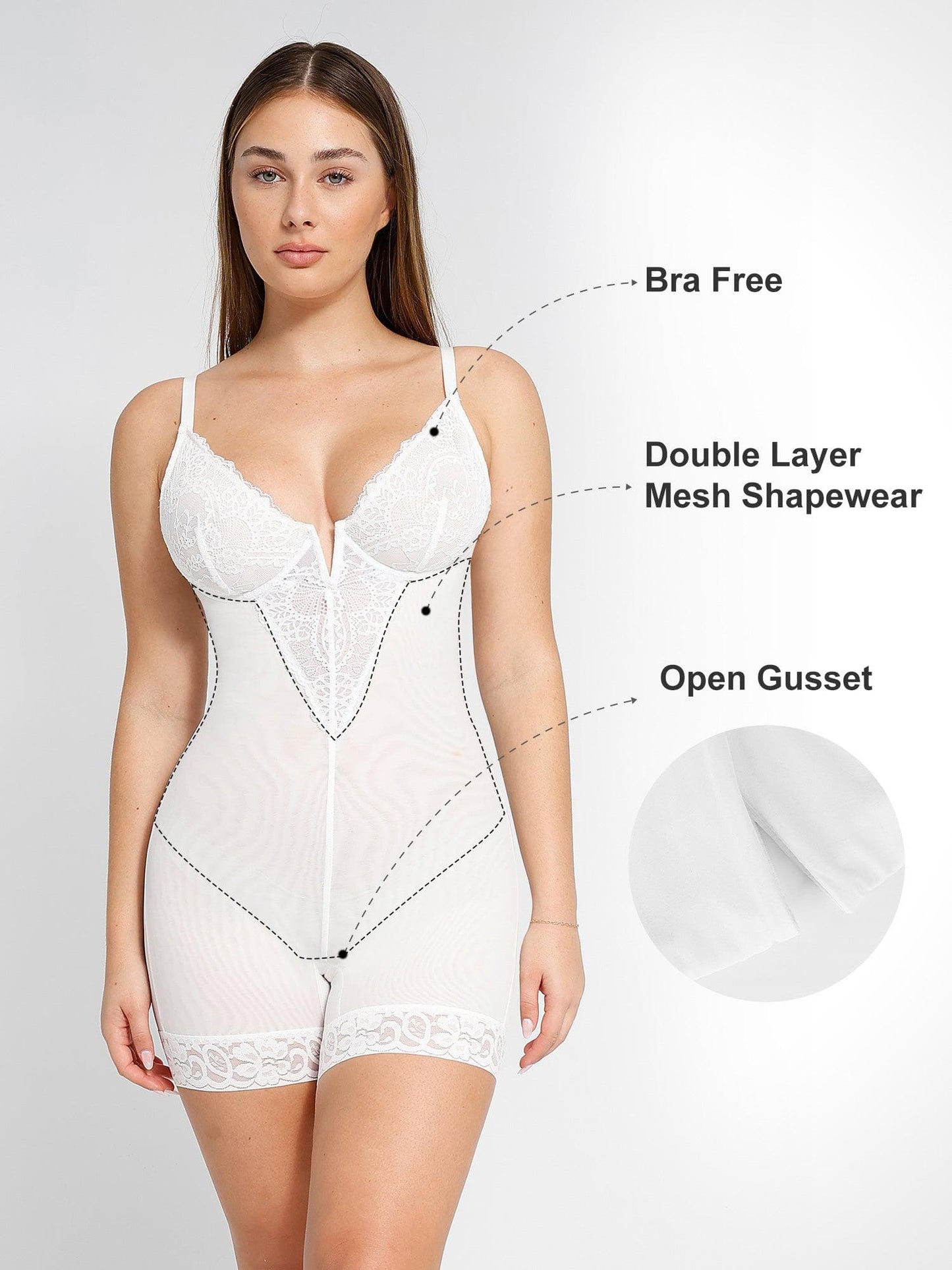 【🔥Hot Sale🔥】Shapewear Lace Deep-V Neck Bodysuits or Faux Leather Skirts