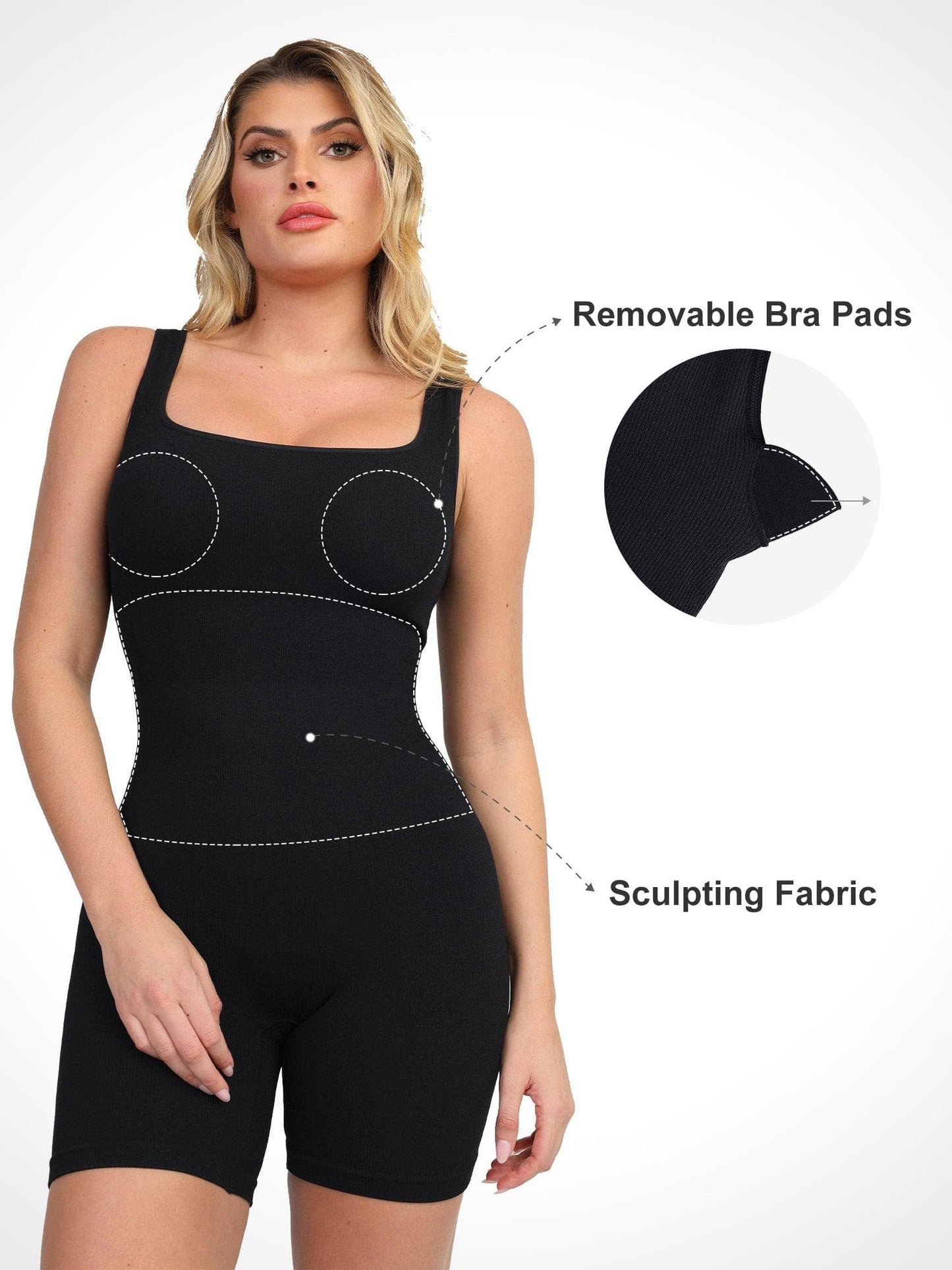 【🔥Hot Sale🔥】Shapewear Seamless Square Neck Workout Jumpsuit or Romper