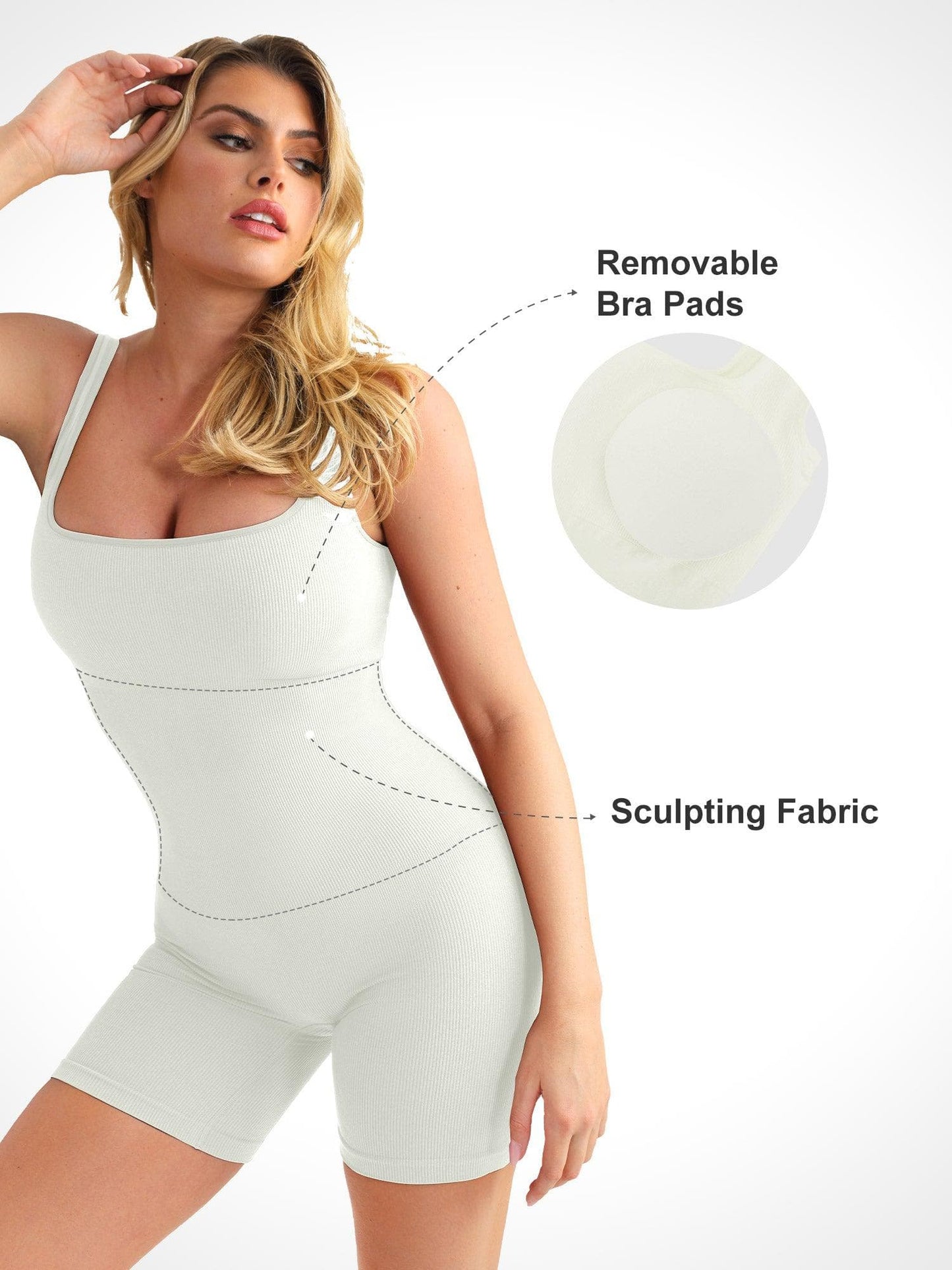 【🔥Hot Sale🔥】Shapewear Seamless Square Neck Workout Jumpsuit or Romper