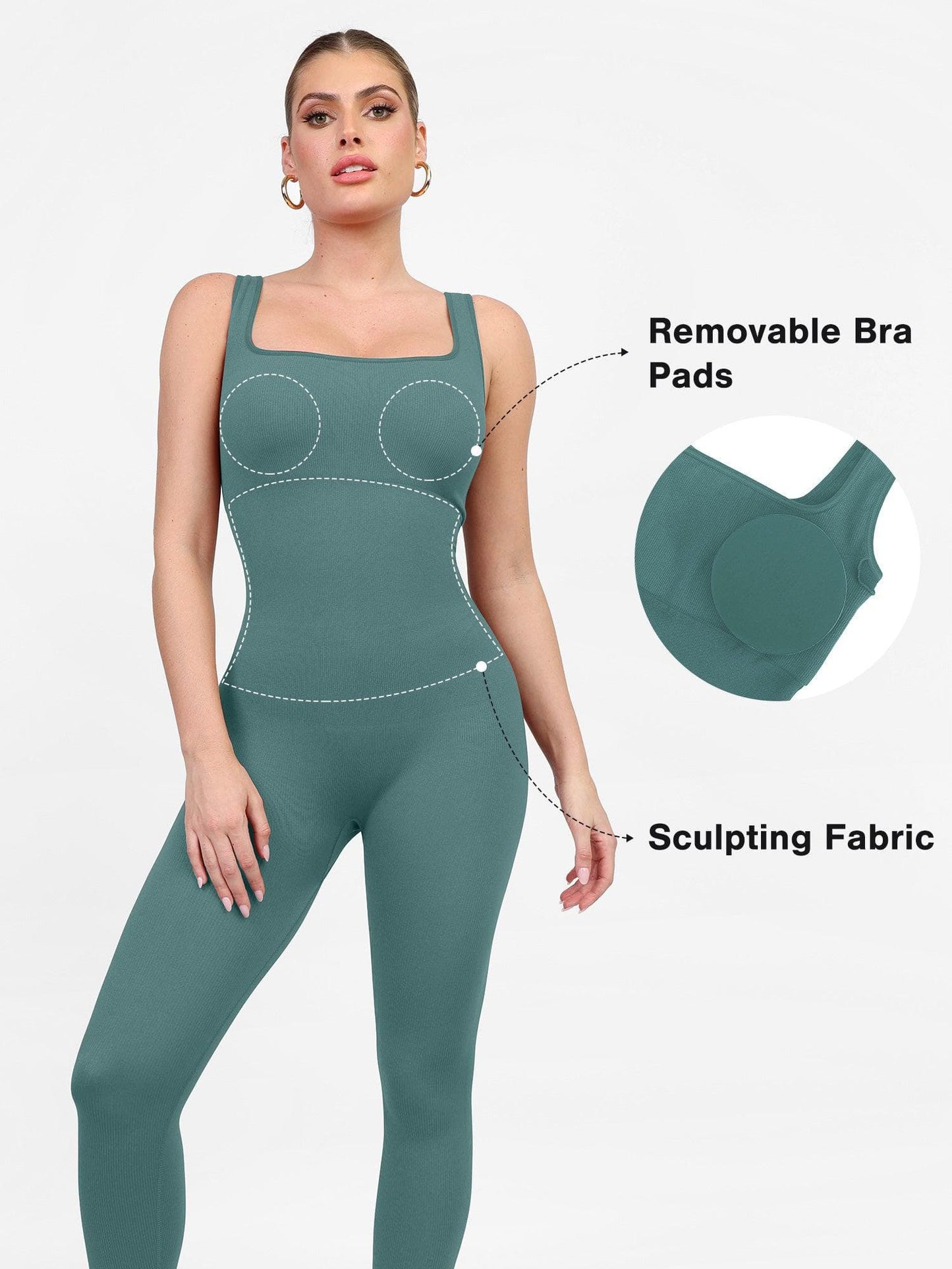 【🔥Hot Sale🔥】Shapewear Seamless Square Neck Workout Jumpsuit or Romper