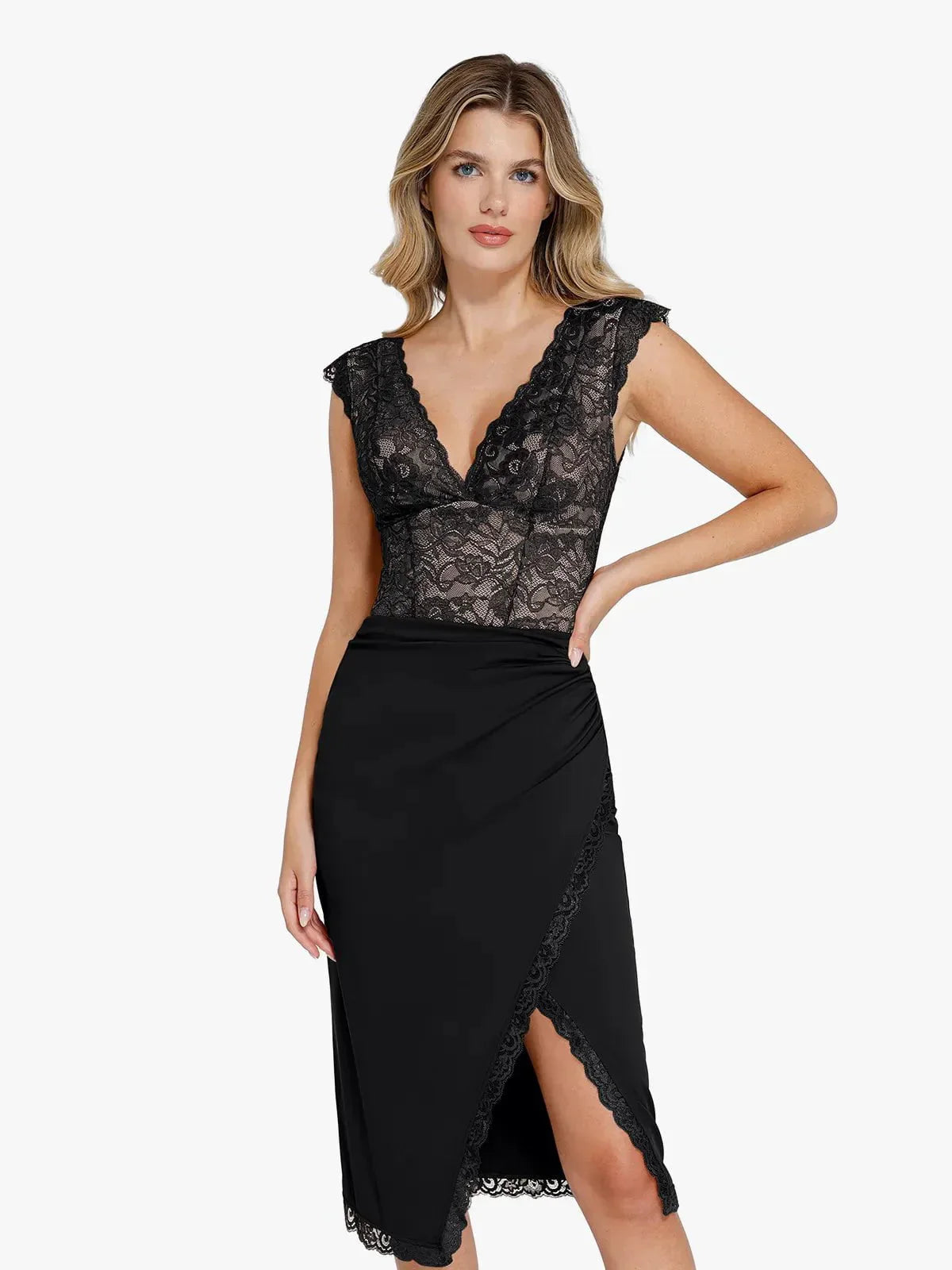 【🔥Hot Sale🔥】Shapewear Sculpting Lace Bodysuit or Midi Skirt or Shrug