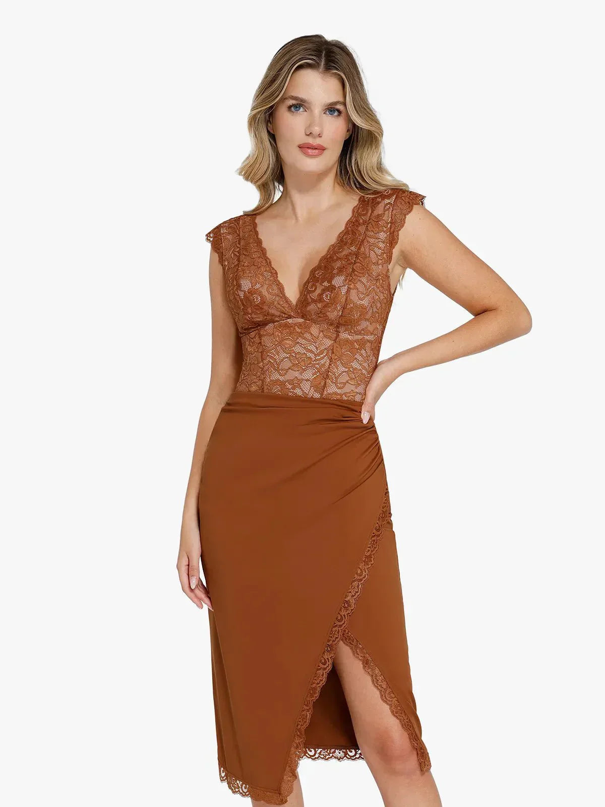 【🔥Hot Sale🔥】Shapewear Sculpting Lace Bodysuit or Midi Skirt or Shrug