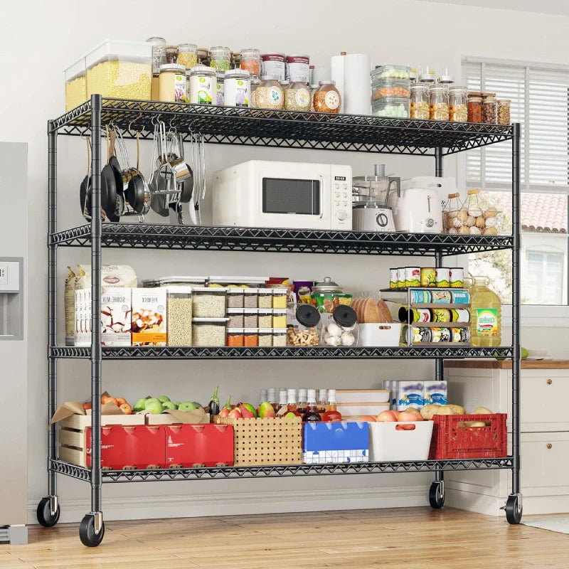 【🔥Factory Direct Clearout Sale🔥】75.6"H x 56"W Mobile Wire Shelving Units, 2,600lbs Heavy Duty Steel Shelving Rack, Adjustable Storage Shelves for Garage Kichen Commercial